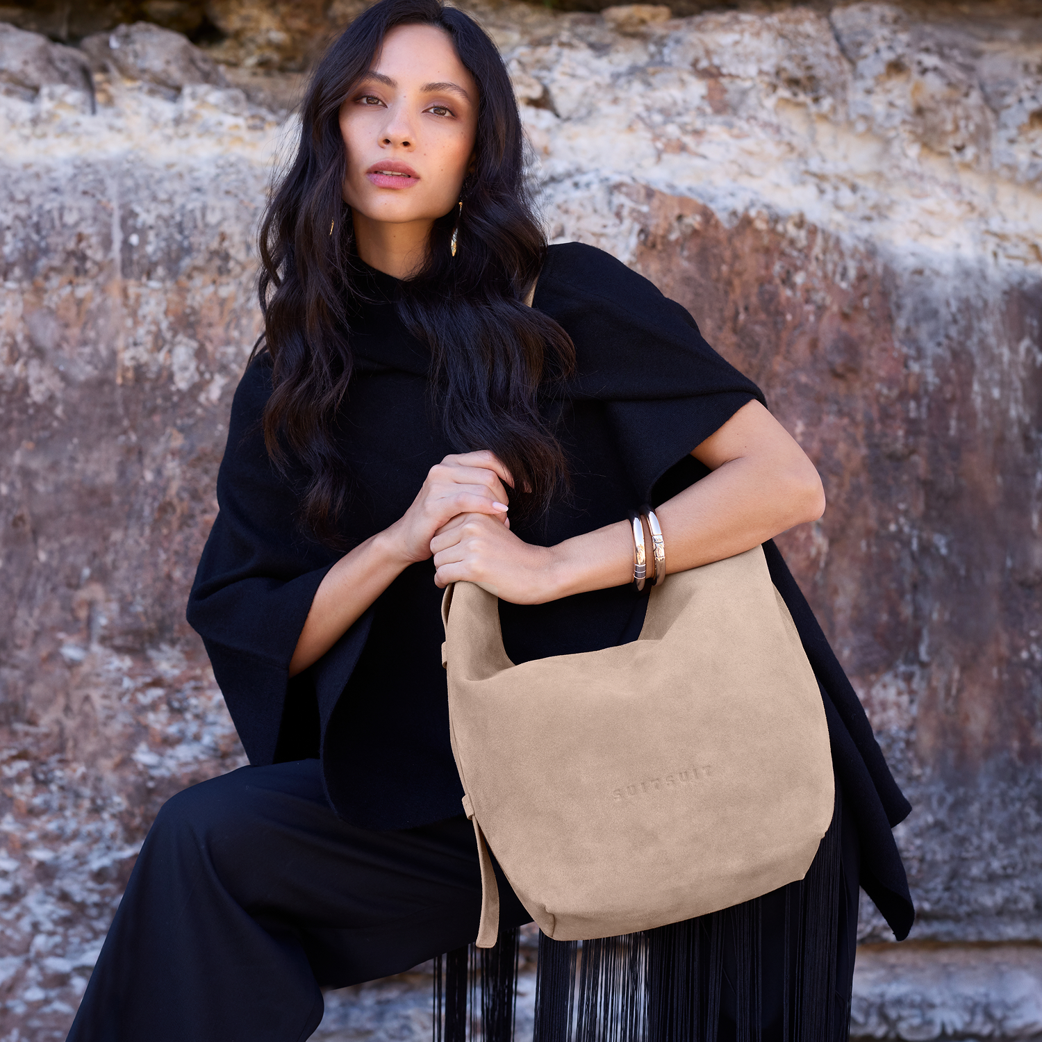 Fab Seventies Special Edition - Sandy Brown - Slouchy Bag (Wildleder)